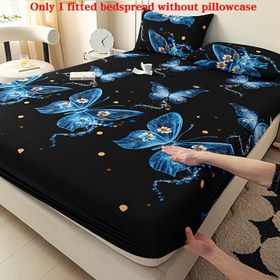 Resim 1 Adet Yumuşak ve Rahat Mavi Kelebek Desenli Çarşaf, Yatak Odası ve Misafir Odası İçin Uygun, Sadece Çarşaf 