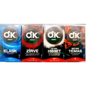 Resim Okey Karma Prezervatif Seti 40'lı (Klasik + Zirve + Ultra Hisset+ Sıcak Temas) 