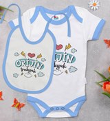 Resim Bitmeyen Kartuş Bk Kids Uykucu Oğlan Tasarımlı Mavi Bebek Body Zıbın Ve Mama Önlüğü Hediye Seti-1 