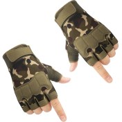 Resim Liangduo Shop A-Kamuflaj Stili M Boyutu Erkekler Taktik Eldiven Yarım Parmak Bisiklet Eldiven Askeri Ordu Çekim Eldiven Kaymaz Açık Spor Fitness Aksesuarları (Yurt Dışından) 