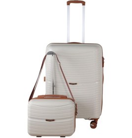 Resim Mçs V379 Aura Y.üretim Pp Valiz 65 Cm + Makyaj Siyah Set Kemik/kahverengi 