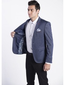 Resim Sposo 5112 Dar Kalıp Örme Kumaş Lacivert Erkek Blazer Ceket Lacivert 