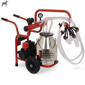 Resim Melasty Junior İkili Keçi Süt Sağma Makinesi Paslanmaz Güğüm - Silikon Memelik Kuru Pompa 