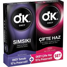 Resim Okey Sımsıkı Prezervatif 10'lu + Okey Çifte Haz 10'lu Prezervatif 