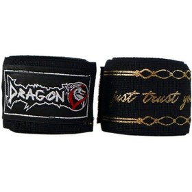 Resim Dragondo 83831 Just Trust Yourself Gold Logolu 3,5 Metre Bandaj Boks Bandajı Siyah 