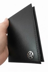 Resim GARDENAUTO Metal Volkswagen Logolu Deri Ruhsat Kabı Cüzdanı Kılıfı Ruhsatlık METAL LOGO 