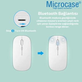 Resim Microcase 1600 Dpı Şarj Edilebilir 2.4 Ghz Çift Modlu Bluetooth Kablosuz Mouse - AL2675 Pembe 