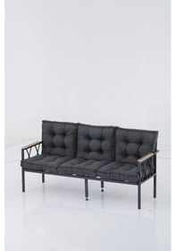 Resim Ard & Garden Miray 3+1+1 Masalı Koltuk Takımı, Balkon Takımı,balkon Mobilyaları,çay Seti, Metal Kanepe, Masa Seti Antrasit 