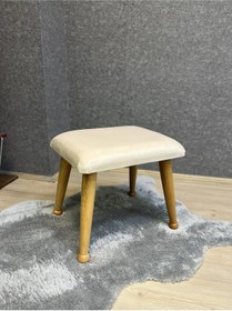 Resim Trend Naturel Krem Ahşap Ayak Uzatma Pufu Makyaj Koltuğu Bench Tabure 