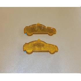 Resim Araba Şekilli Sarı Reflektör Yapışkanlı 2 Adet Plastik 