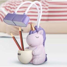 Resim Genel Markalar Renkli Unicorn ve Pony Tasarımlı Masaüstü Gece Lambası, Kalemlik ve Kalemtraş Seti 