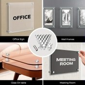 Resim 8 Set (48 adet) Cam Akrilik Reklam Gösterim Plakası Fotoğraf Çerçevesi Paslanmaz Çelik Duvar Asma Braketi Vida Seti 