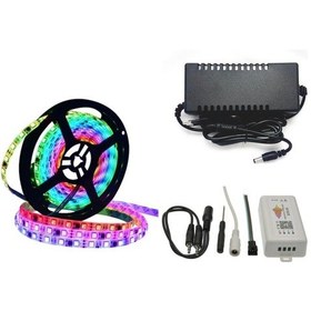 Resim WS2811 ARGB Pixel Şerit LED 5m Ses ve Müzik Duyarli Bluetooth Kontrol sp107E+adaptör 