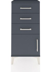 Resim Arges Komodin 3 Çekmeceli Tek Kapaklı 44x30x96 Antrasit-antrasit Antrasit 