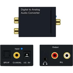 Resim Aogo Optik Analog Çevirici 3.5 mm Aux Stereo Digital To Analog Rca Optik (In) Rca (Out) Spdıf Coaxial Koaksiyel 