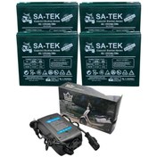 Resim Satek 12v 24 Ah Elektrikli Bisiklet Aküsü 4'lü Set Jel Akü ve 48v 24ah Şarj Cihazı Seti 