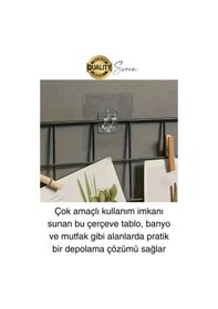 Resim 10 Ad. Ekstra Güçlü Kendinden Yapışkanlı İz Bırakmaz Suya Dayanıklı Banyo Rafı Tablo Ayna Askı Kanca Çok Renkli 