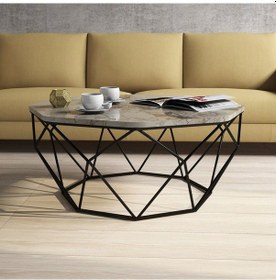 Resim Variant Diamond Metal Orta Sehpa - Beyaz Mermer 