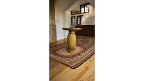 Resim Simillo Home & Living Wooden Ahşap Tekli Mantar Yan Sehpa Modern Tütün Renk Fiskos 