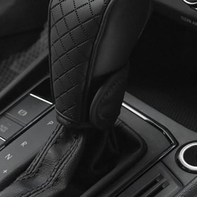 Resim Çoğu Otomobil için Deri Vites Topuzu Kılıfı, Kaymaz Tasarımlı PU Deri Vites Topuzu Kılıfı, SUV Kamyonlar ve Karavanlar için Uygun, Siyah 