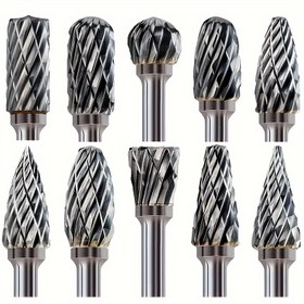 Resim 10 adet çift kesimli karbür taşlama başlığı seti, döner araçlarla uyumlu karbür talaş temizleme tungsten çelik taşlama başlığı, verimli kullanımınıza yardımcı olarak dekorasyonunuzu daha belirgin hale getirir ve yaklaşan festivali kutlar 