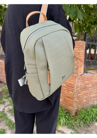 Resim Just Polo Kadın Yeşil Camel 9 Gözlü Büyük Boy Sırt Çantası Yeşil Camel 