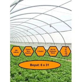 Resim NetBazaars Sera Naylonu, 36 Aylık, 5 Katkılı, 350 Micron 6X31 Şeffaf Sera Örtüsü, Uv Dayanımlı, Ir, Ev, Ab, Ld 