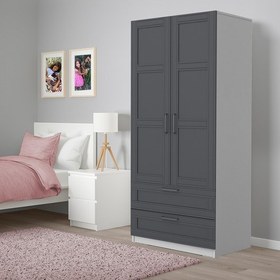 Resim Dekorex MNT-217-BEYAZ/ANTRASİT -2 Kapaklı 2 Çekmeceli Gardırop 