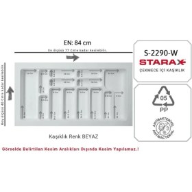 Resim Çekmece Içi Plastik Kaşıklık, Beyaz, 13 Göz, Ayarlanabilir, 84-77 En, 49-40 D, Kesilebilir 