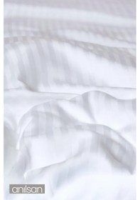Resim 4'lü Çizgili Saten Lastikli Çarşaf Tek/çift Kişilik,83tel Beyaz 