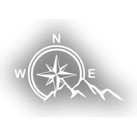 Resim Dağ ve Pusula Stciker 17X17 cm Beyaz 