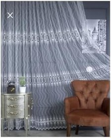 Resim Özgün Perde (3772) Üst Kalite Sanal Nakışlı Tül Perde (1x3 Pile) Beyaz 340 x 220 