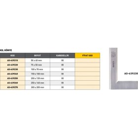 Resim Fett 100X 70MM Asimeto Metal Kıl Gönye AS-639230 