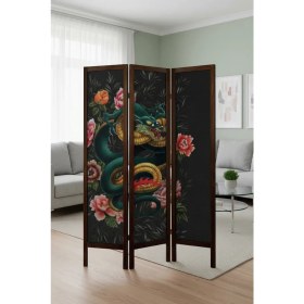 Resim Artavessa Premium Ahşap Çerçeveli 3 Kanatlı Kanvas Paravan - Modern Desenli Seperatör - 138X170 cm 