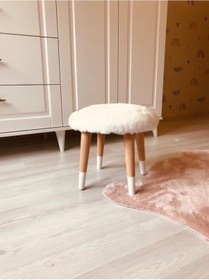 Resim Webpanya Çocuk Odası Beyaz Peluş Çocuk Taburesi Çocuk Çalışma Masası Taburesi Sandalyesi Beyaz 