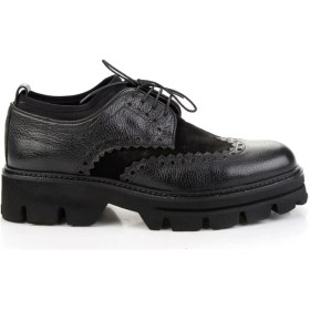 Resim Bambi Siyah Siyah Hakiki Deri Erkek Oxford Ayakkabı E01580400740 