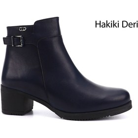 Resim GÖNDERİ(R) Kadın / Kız Lacivert Antik Fermuarlı Kalın Topuklu Hakiki Deri Bot 