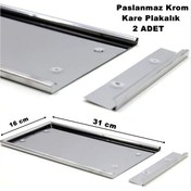 Resim caraks Paslanmaz Krom Nikelaj Kare Plakalık 16 Cm X 31 Cm 1. Kalite 2 Adet Gönderim - 