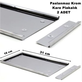 Resim caraks Paslanmaz Krom Nikelaj Kare Plakalık 16 Cm X 31 Cm 1. Kalite 2 Adet Gönderim - 