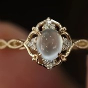 Resim Kadınlar için Şık 4-Prong Ay Taşı Nişan Yüzüğü - Altın Ton, Parıldayan Detaylar, Düğünler, Yıldızlar ve Özel Günler İçin Mükemmel, Ay Taşı Takıları 