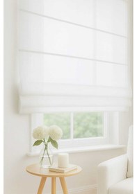 Resim Katlamalı Keten Tül Perde Beyaz Renk, Hafif Ve Şık Tasarım Beyaz 