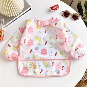 Resim 1 adet Su Geçirmez Kapüşonlu Önlük, Ayarlanabilir Çıtçıtlı Kapatma, Polyester Elyaf, Unisex Beslenme Önlüğü, Kolay Temizlenir 