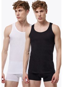 Resim Malabadi Erkek Siyah Beyaz 2 Li Paket Modal Yaz Serinliği Atlet 082 Siyah-beyaz 