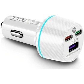 Resim Sunshine011 Beyaz 3ü 1 Arada Araç Şarj Cihazı Qc30 Pd36w Pd30w Usb225w Hızlı Şarj Led İndikatör 