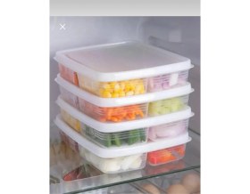 Resim 4 Bölmeli Kapaklı Kahvaltılık Sebze Saklama Kabı Öğünlük Buzdolabı Düzenleyici 