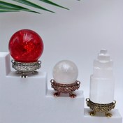 Resim 1 Adet Şık Kristal Sergi Pedestalı - Metal Zenginlik Hazinesi Tabanı, Çince Karakterli Bohem Tarzı Sağlam Yuvarlak Stand, Ev & Ofis Dekoru için Kırmızı/Beyaz Kristal Küre Merkez Parçası, Başarı ve Refah İçin İdeal Hediye (Elektrik Gerekmez) 