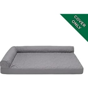 Resim Furhaven Yedek Köpek Yatağı Kılıfı Pinsonic Kapitone Paw L Şekilli Şezlong, Makinede Yıkanabilir - Titanyum, Büyük 