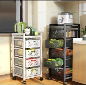 Resim Trendesk 4 Katlı Lux Metal Beyaz Çekmeceli Patates Soğan Sebze Meyve Sepeti Sebzelik 1009-CN 