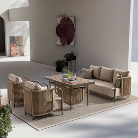 Resim Roma Bej Üçlü Oturma Grubu 