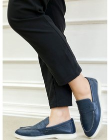 Resim Hakiki Deri Kadın Casual Ayakkabı 733za017 Lacivert 